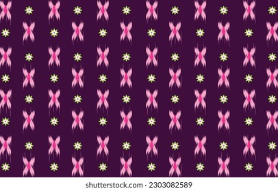 Ikat diseño étnico. Ikat patrón ininterrumpido en arte de onda abstracta tribal, con bordado folclórico. Ikat Design para papel pintado, alfombra, ropa, moda, tela.