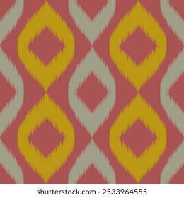 Ikat ethnic embroidery seamless pattern traditional. Aztec style abstract background vector illustration. Design for texture, fabric, clothing, wrapping, decoration, carpet, rug, scarf, Saree.