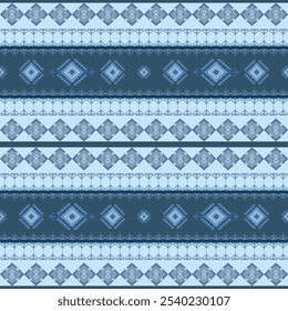 Ikat ethnic geometric abstract Aztec oriental traditional seamless pattern. Native geometry embroidery fashion design for fabric, wallpaper, background, illustration, interior, decoration, border