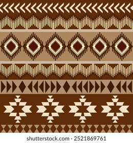 Ikat ethnic geometric abstract decorative oriental traditional seamless on brown background pattern. Native texture elements Navajo boho Aztec design for wallpaper, background, illustration, decor