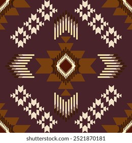 Ikat ethnic geometric abstract decorative oriental traditional seamless on brown background pattern. Native texture elements Navajo boho Aztec design for wallpaper, background, illustration, decor