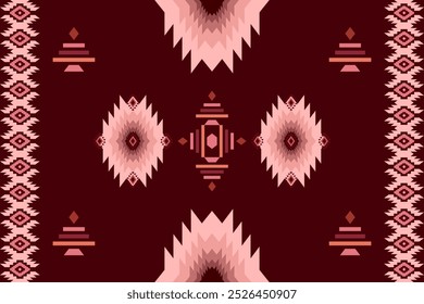 Ikat ethnic geometric abstract elements embroidery oriental traditional seamless pattern. Native Aztec, boho, Navajo decorative design for fabric, clothing, ornament, wallpaper, background, texture