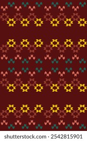 Ikat ethnic geometric abstract embroidery oriental traditional seamless pattern. Native knitted geometry decorative elements design for fabric, clothing, ornament, wallpaper, background, sweater