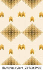 Ikat ethnic geometric abstract embroidery oriental traditional seamless pattern. Native knitted geometry decorative elements design for fabric, clothing, ornament, wallpaper, background, sweater