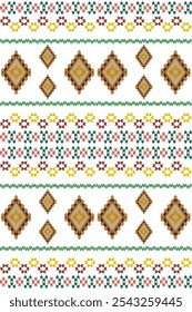 Ikat ethnic geometric abstract embroidery oriental traditional seamless pattern. Native knitted geometry decorative elements design for fabric, clothing, ornament, wallpaper, background, sweater