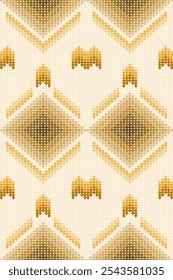 Ikat ethnic geometric abstract embroidery oriental traditional seamless pattern. Native knitted geometry decorative elements design for fabric, clothing, ornament, wallpaper, background, sweater