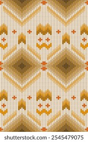 Ikat ethnic geometric abstract embroidery oriental traditional seamless pattern. Native knitted geometry decorative elements design for fabric, clothing, ornament, wallpaper, background, sweater