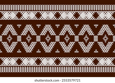 Ikat ethnic geometric abstract embroidery Aztec texture oriental traditional seamless knitted pattern. Native geometry decorative design for fabric, border decor, knitting, wallpaper, background