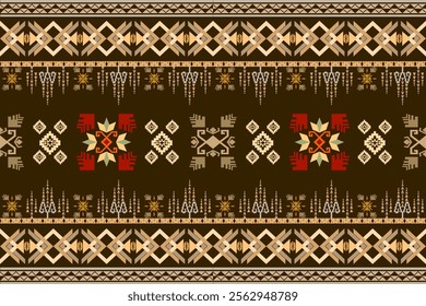 Ikat ethnic geometric abstract embroidery oriental traditional seamless pattern. Native geometry decorative design for fabric, clothing, wallpaper, background, element, texture, ornament, interior