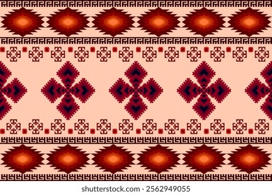 Ikat ethnic geometric abstract embroidery oriental traditional seamless pattern. Native geometry decorative design for fabric, clothing, wallpaper, background, element, texture, ornament, interior
