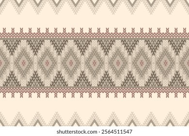 Ikat ethnic geometric abstract embroidery knitted element seamless oriental traditional pattern. Native decorative design for fabric, wallpaper, background, interior, texture, border decor, printing