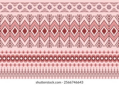 Ikat ethnic geometric abstract embroidery seamless traditional pattern. Native decorative design for fabric, wallpaper, background, interior, border decor, decoration, knitting, cross stitch, printing