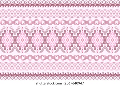 Ikat ethnic geometric abstract embroidery knitted element seamless oriental traditional pattern. Native decorative design for fabric, wallpaper, background, interior, texture, border decor, printing