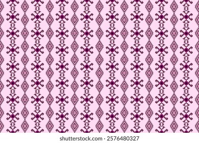 Ikat ethnic geometric abstract embroidery oriental traditional seamless pattern. Native geometry decorative design for fabric, clothing, wallpaper, background, interior, decoration, illustration