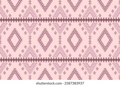 Ikat ethnic geometric abstract embroidery ornament seamless pattern. Native geometry decorative design for fabric, clothing, wallpaper, background, border, knitting