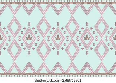 Ikat ethnic geometric abstract embroidery oriental traditional knitted pattern. Native geometry decorative design for fabric, wallpaper, background, interior, decoration, texture, border decor, print