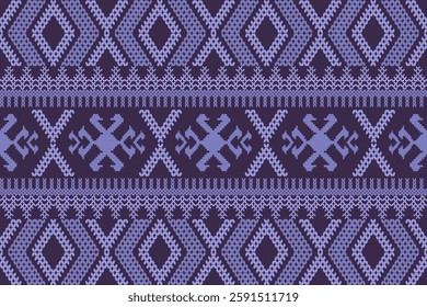 Ikat ethnic geometric abstract embroidery oriental traditional knitted pattern. Native geometry decorative design for fabric, wallpaper, background, interior, decoration, texture, border decor, print
