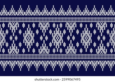 Ikat ethnic geometric abstract embroidery oriental traditional knitted pattern. Native geometry decorative design for fabric, wallpaper, background, interior, decoration, texture, border decor, print