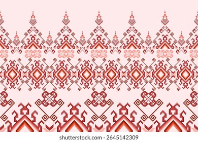 Ikat ethnic geometric abstract embroidery oriental traditional seamless pattern. Native geometry decorative design for fabric, clothing, wallpaper, background, interior, decoration, illustration