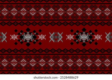 Ikat ethnic geometric abstract oriental traditional seamless pattern. Native geometry decorative elements design for fabric, clothing, embroidery, ornament, wallpaper, background, patchwork, graphic