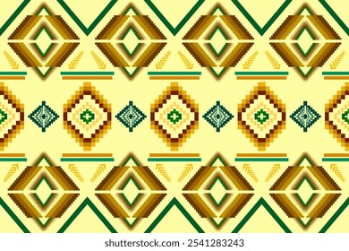Ikat ethnic geometric abstract traditional Aztec seamless pattern. Native embroidery element decorative design for fabric, clothing, background, wallpaper, interior, decoration, ornament, border decor