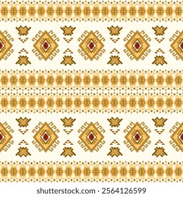 Ikat ethnic geometric Aztec embroidery abstract oriental seamless traditional pattern. Native decorative design for fabric, wallpaper, background, texture, textile, interior, decoration, fashion