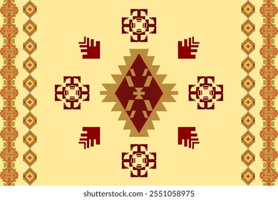 Ikat ethnic geometric embroidery abstract Aztec decorative seamless pattern. Native geometry design for wallpaper, background, fabric, clothing, interior, decoration, texture, textile, printing, decor