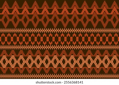 Ikat ethnic geometric embroidery oriental traditional seamless knitted pattern. Native geometry decorative design for fabric, border decor, interior, wallpaper, background, patchwork, fashion, texture