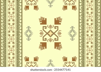 Ikat ethnic geometric embroidery ornament seamless pattern. Native geometry decorative design for fabric, knitting, wallpaper, background, illustration, ornament, interior, decoration, border decor