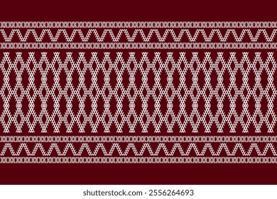 Ikat ethnic geometric embroidery ornament knitted pattern. Native geometry decorative design for fabric, clothing, wallpaper, background, illustration, interior, decoration, border decor, ceramic