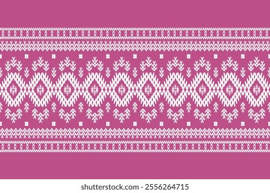 Ikat ethnic geometric embroidery ornament knitted pattern. Native geometry decorative design for fabric, clothing, wallpaper, background, illustration, interior, decoration, border decor, ceramic