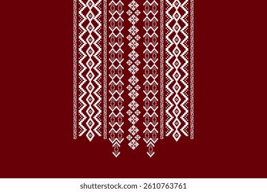 Ikat ethnic geometric neck embroidery pattern. Native Aztec decorative design for fabric, clothing, fashion, border decor, texture, element, graphic, printing, ornaments, ceramic, necklace, neckline