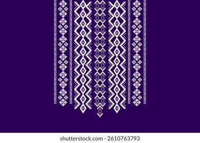 Ikat ethnic geometric neck embroidery pattern. Native Aztec decorative design for fabric, clothing, fashion, border decor, texture, element, graphic, printing, ornaments, ceramic, necklace, neckline