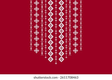 Ikat ethnic geometric neck embroidery pattern. Native Aztec decorative design for fabric, clothing, fashion, border decor, texture, element, graphic, printing, ornaments, ceramic, necklace, neckline