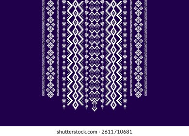 Ikat ethnic geometric neck embroidery pattern. Native Aztec decorative design for fabric, clothing, fashion, border decor, texture, element, graphic, printing, ornaments, ceramic, necklace, neckline