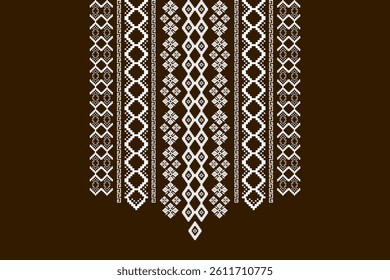 Ikat ethnic geometric neck embroidery pattern. Native Aztec decorative design for fabric, clothing, fashion, border decor, texture, element, graphic, printing, ornaments, ceramic, necklace, neckline