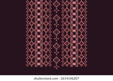 Ikat ethnic geometric neck embroidery pattern. Native Aztec decorative design for fabric, clothing, fashion, border decor, texture, element, graphic, printing, ornaments, ceramic, necklace, neckline
