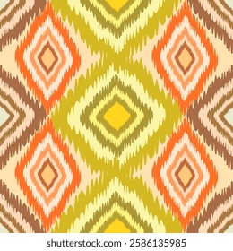 Ikat ethnic Geometric oriental pattern traditional, for fabric, curtain, background, carpet, wallpaper, clothing, wrapping, Batik, fabric,Vector illustration. Seamless striped pattern in Aztec style