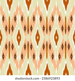 Ikat ethnic Geometric oriental pattern traditional, for fabric, curtain, background, carpet, wallpaper, clothing, wrapping, Batik, fabric,Vector illustration. Seamless striped pattern in Aztec style