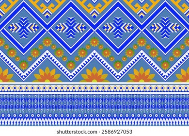 Ikat ethnic Geometric oriental pattern traditional, for fabric, curtain, background, carpet, wallpaper, clothing, wrapping, Batik, fabric,Vector illustration. Seamless striped pattern in Aztec style