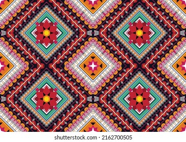 Ikat ethnic geometric pattern design.