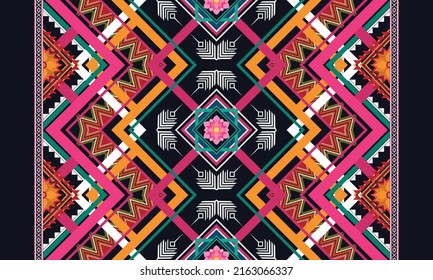 Diseño de patrones geométricos étnicos Ikat.