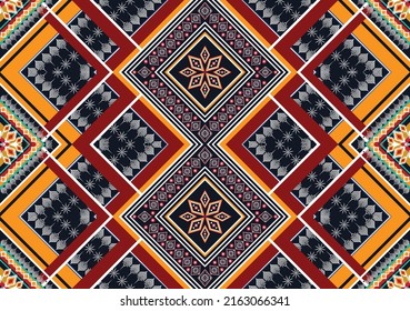 Diseño de patrones geométricos étnicos Ikat.