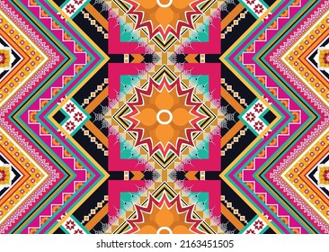 Ikat ethnic geometric pattern design.