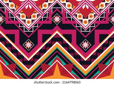 Ikat ethnic geometric pattern design.