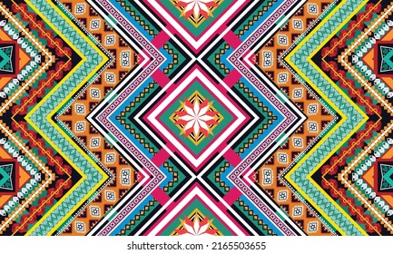Ikat ethnic geometric pattern design.