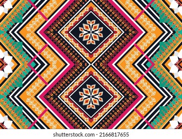 Ikat ethnic geometric pattern design.