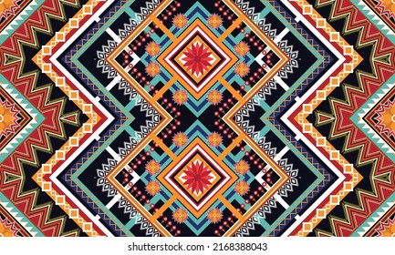 Ikat ethnic geometric pattern design.
