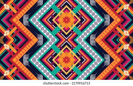 Diseño de patrones geométricos étnicos Ikat.