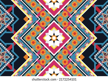 Ikat ethnic geometric pattern design.